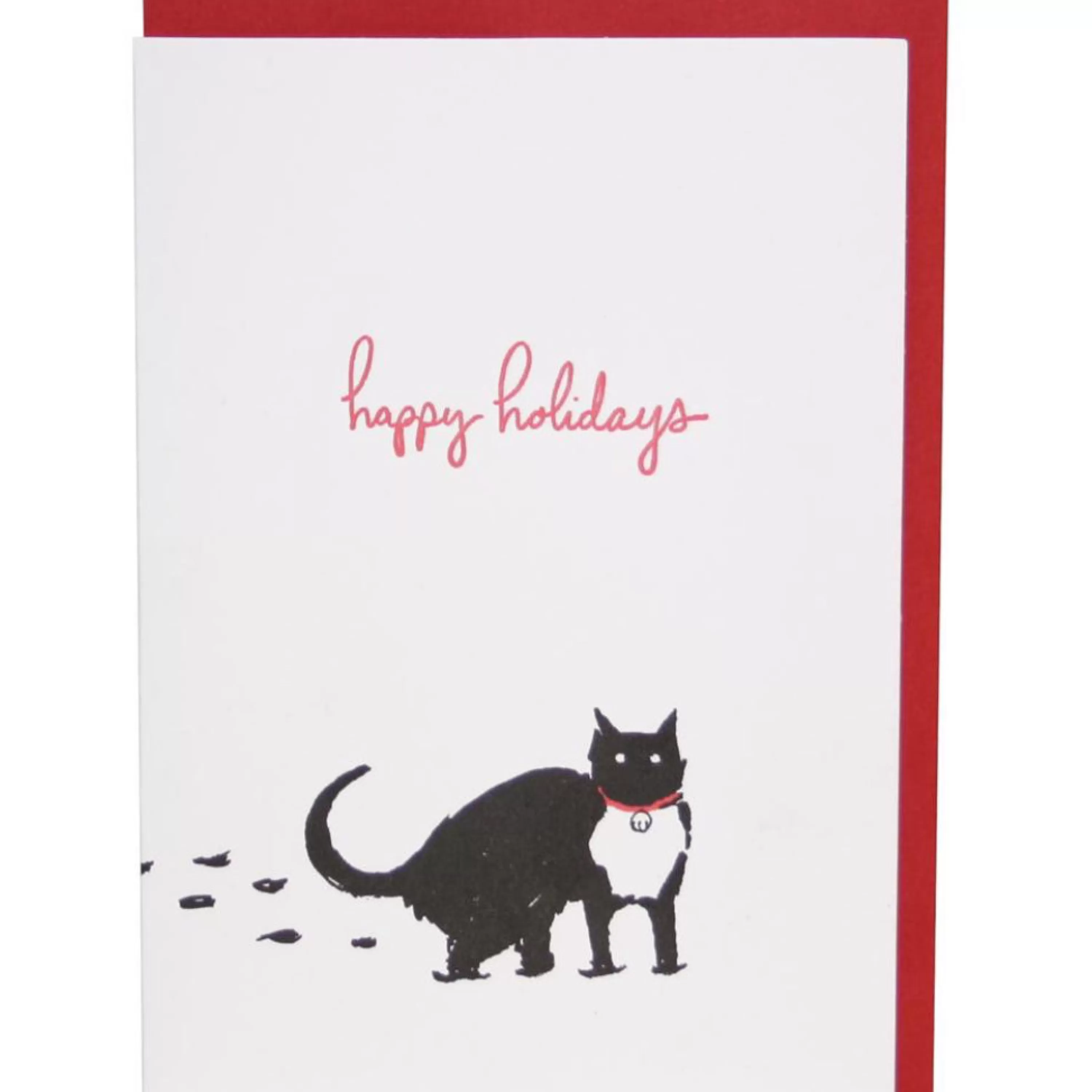 Smudge Ink Snow Cat Holiday Card