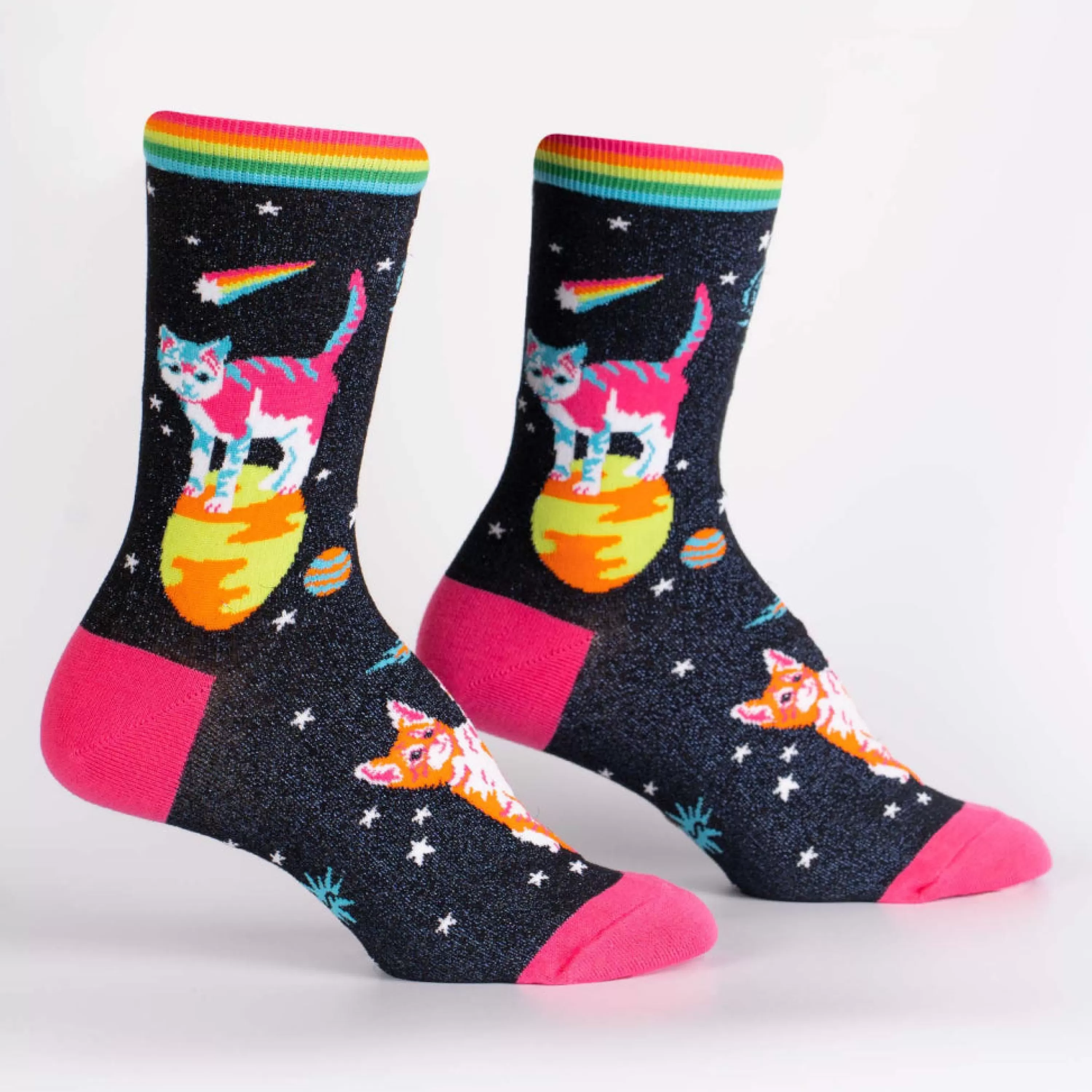 Hot Sock It To Me Space Cats Women's Crew Socks