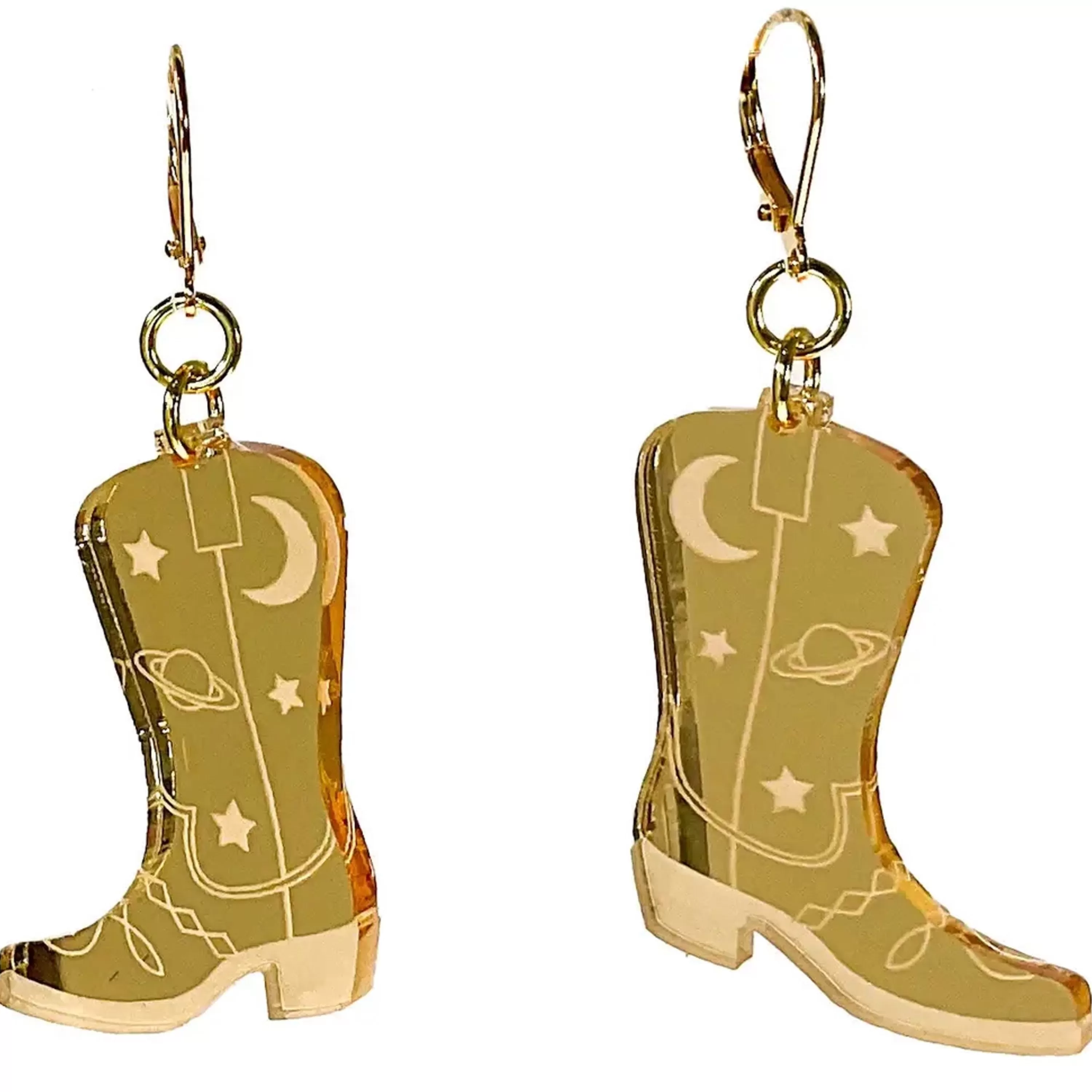 Clearance Vinca Space Cowboy Boot Dangle Earrings