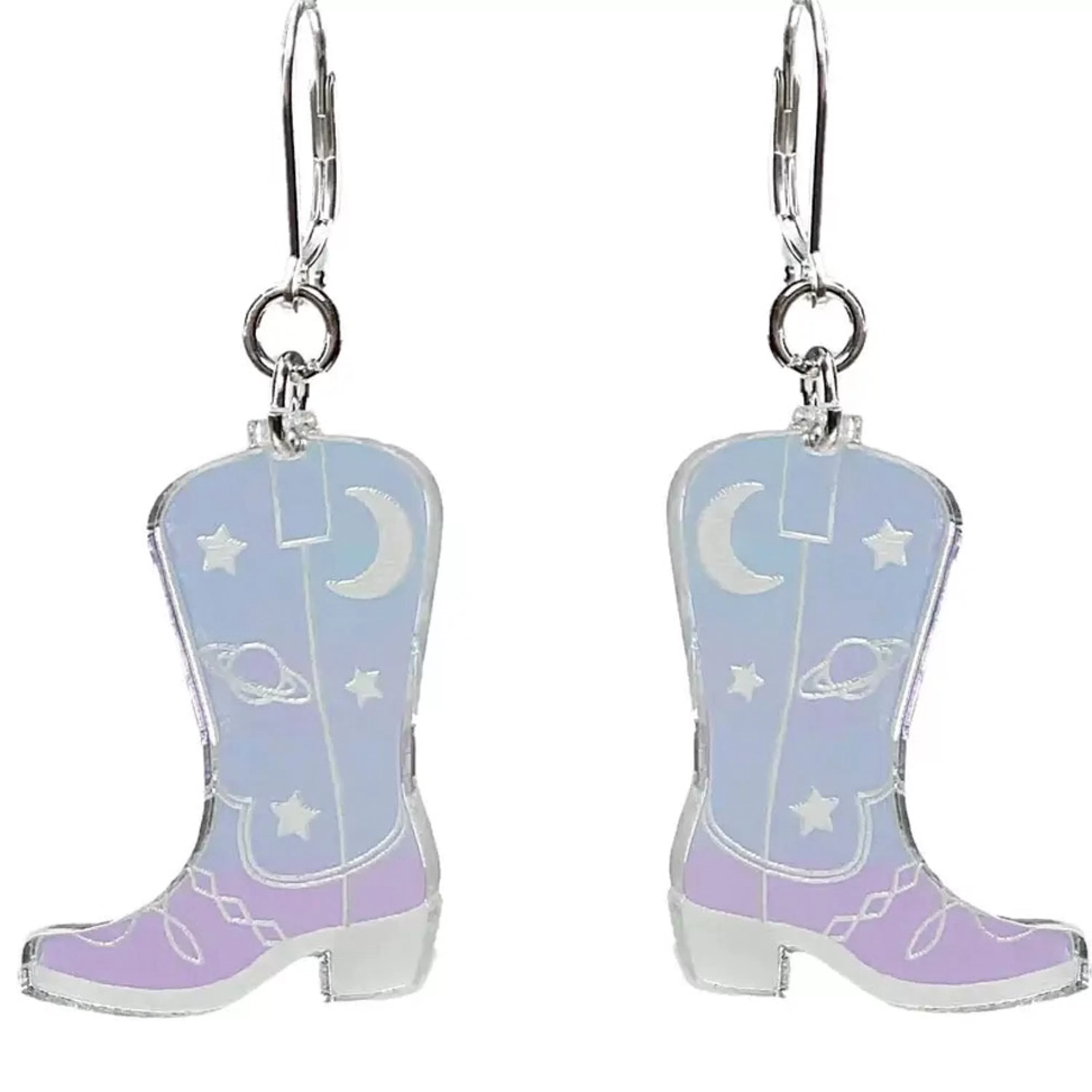 Shop Vinca Space Cowboy Boot Dangle Earrings Iridescent