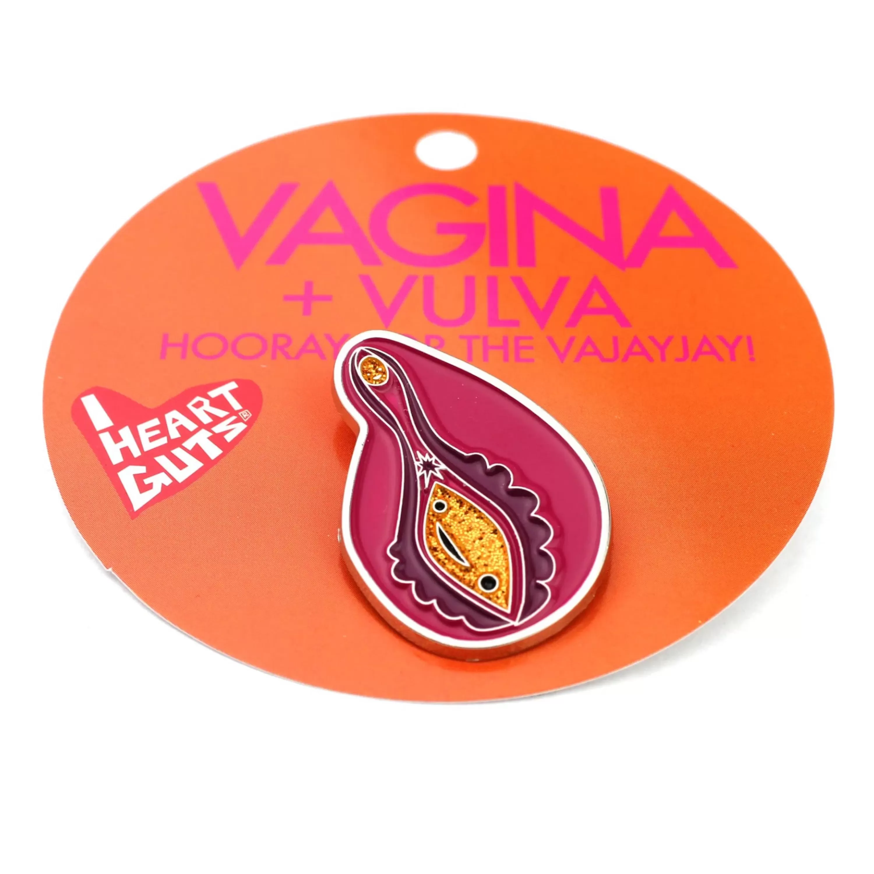 New I Heart Guts Sparkly Vagina And Vulva Enamel Pin