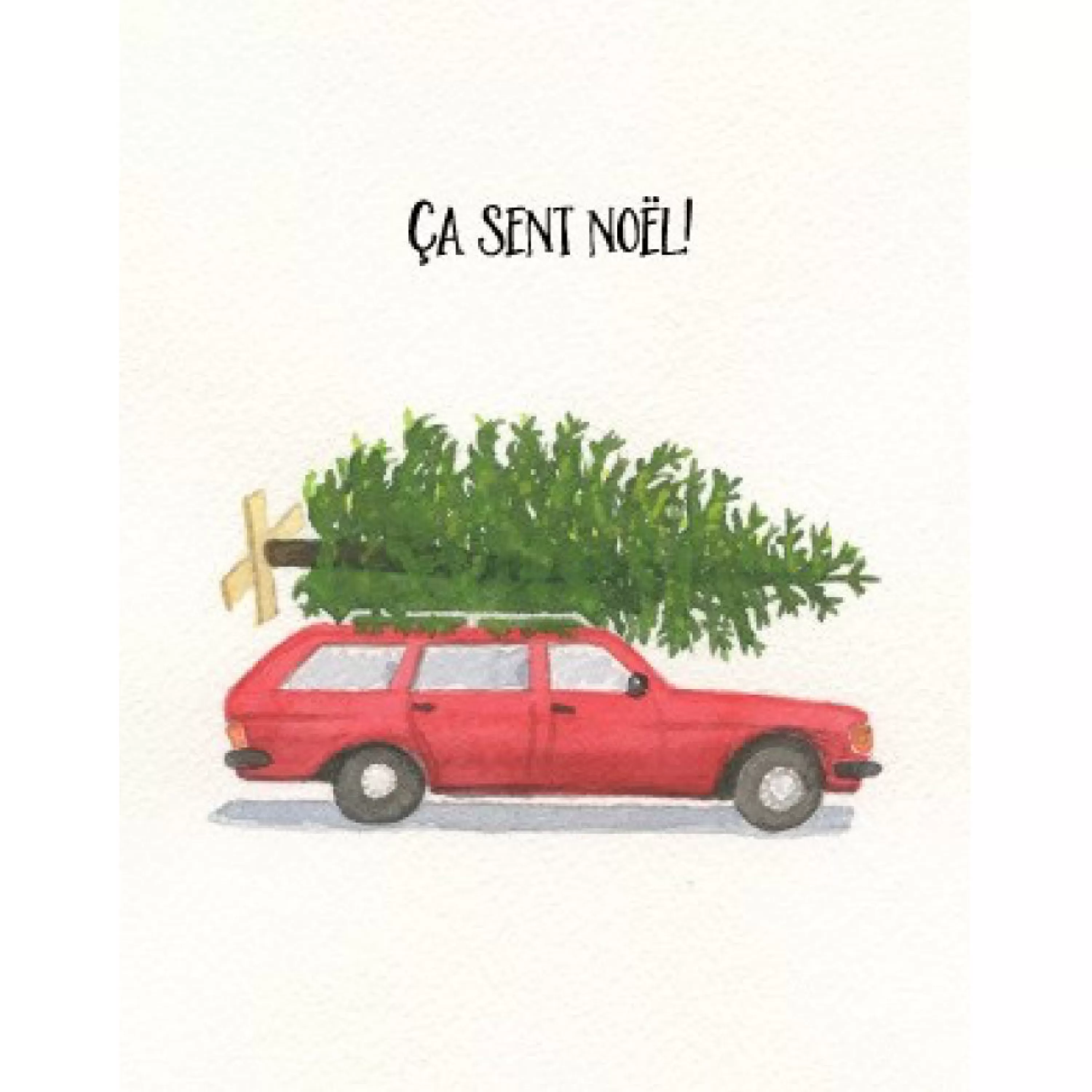 Halfpenny Postage Station Wagon With Tree French Holiday Card