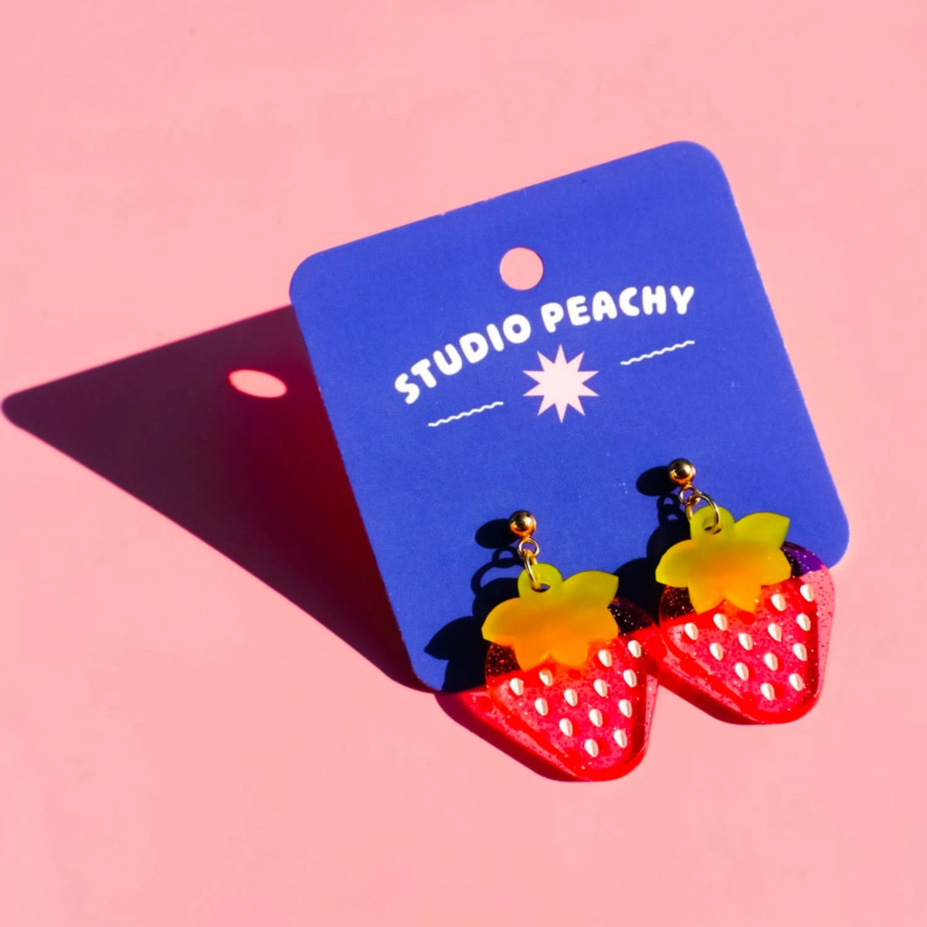 New Studio Peachy Strawberry Glitter Stud Earrings