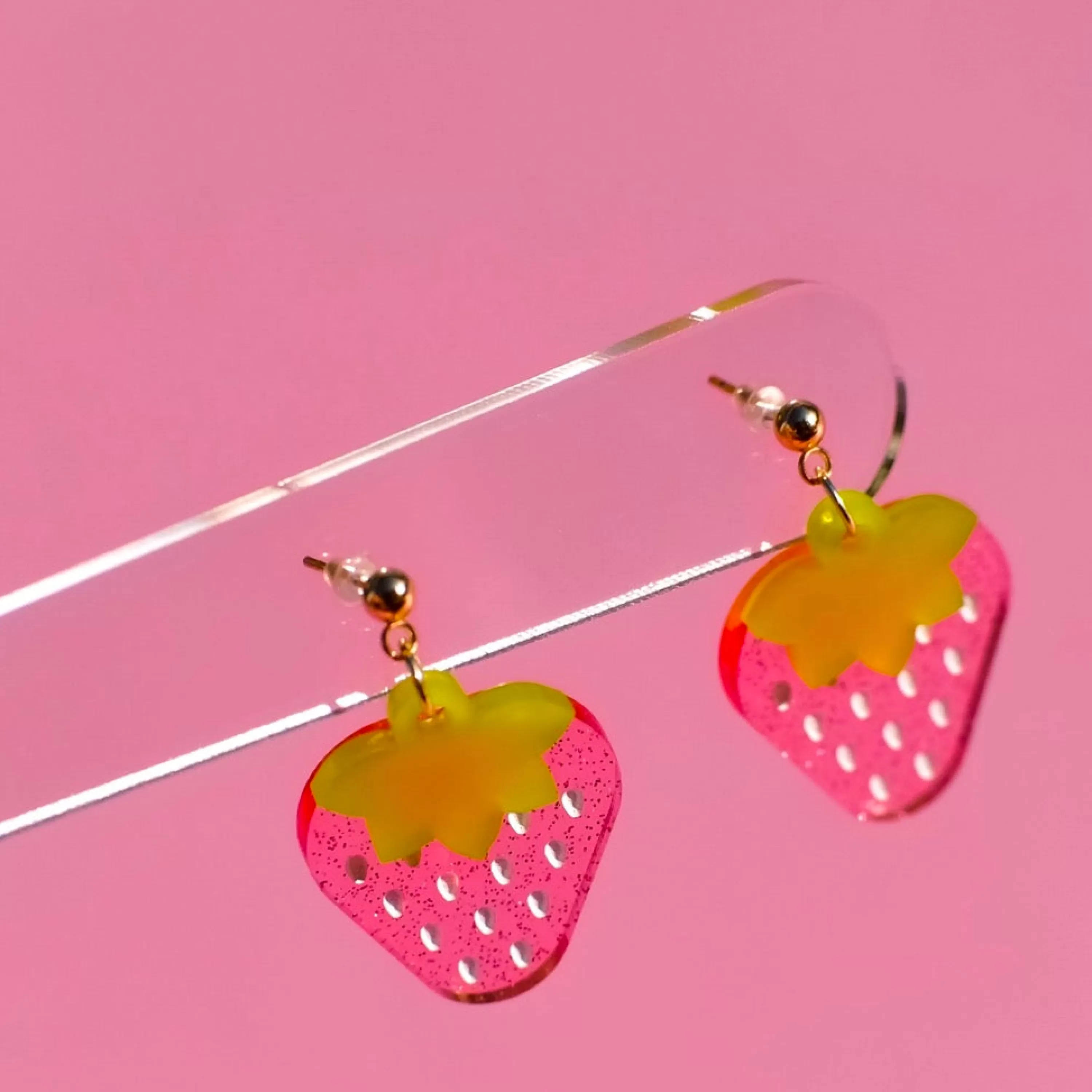 New Studio Peachy Strawberry Glitter Stud Earrings