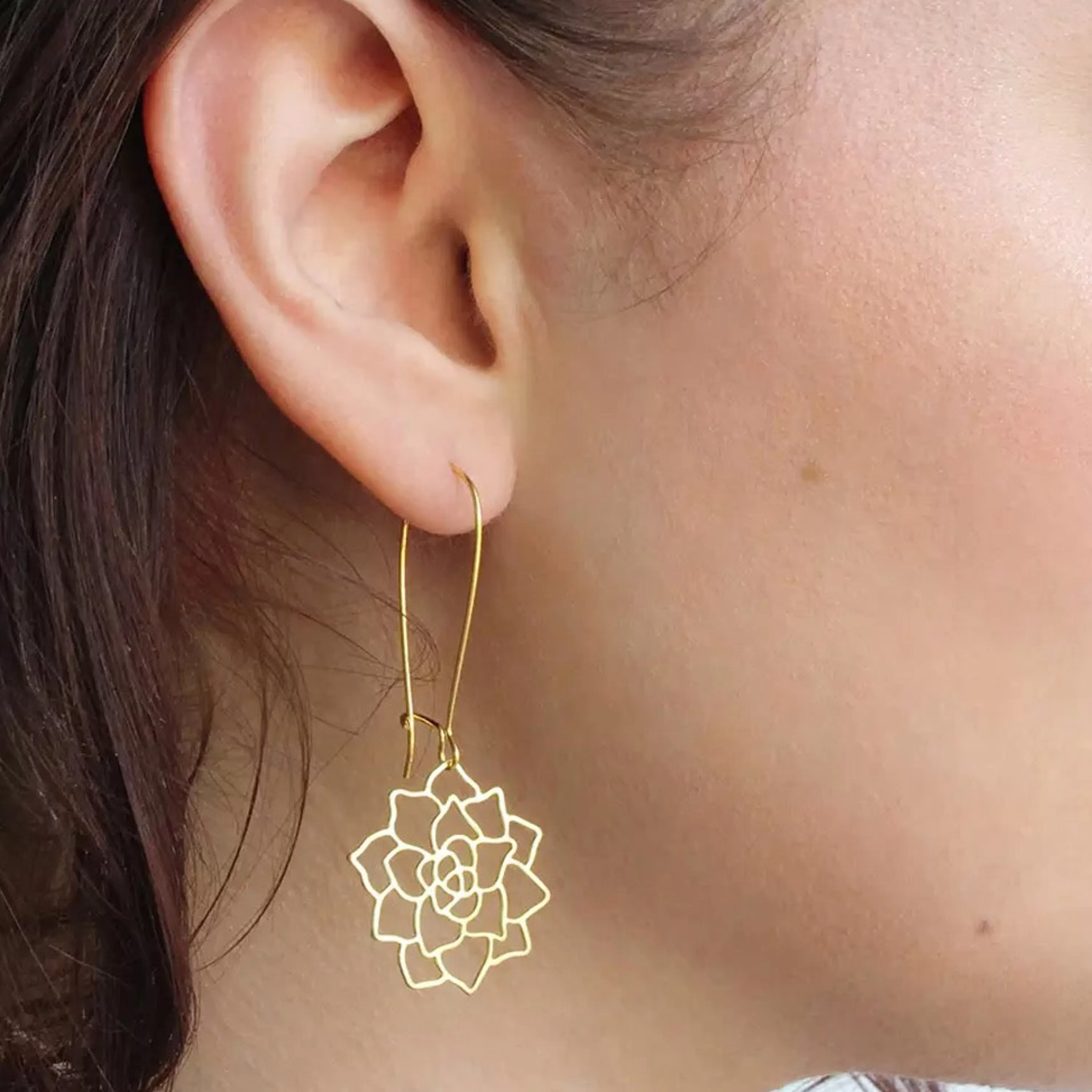 Best Sale A Tea Leaf Jewelry Succulent Earrings Gold