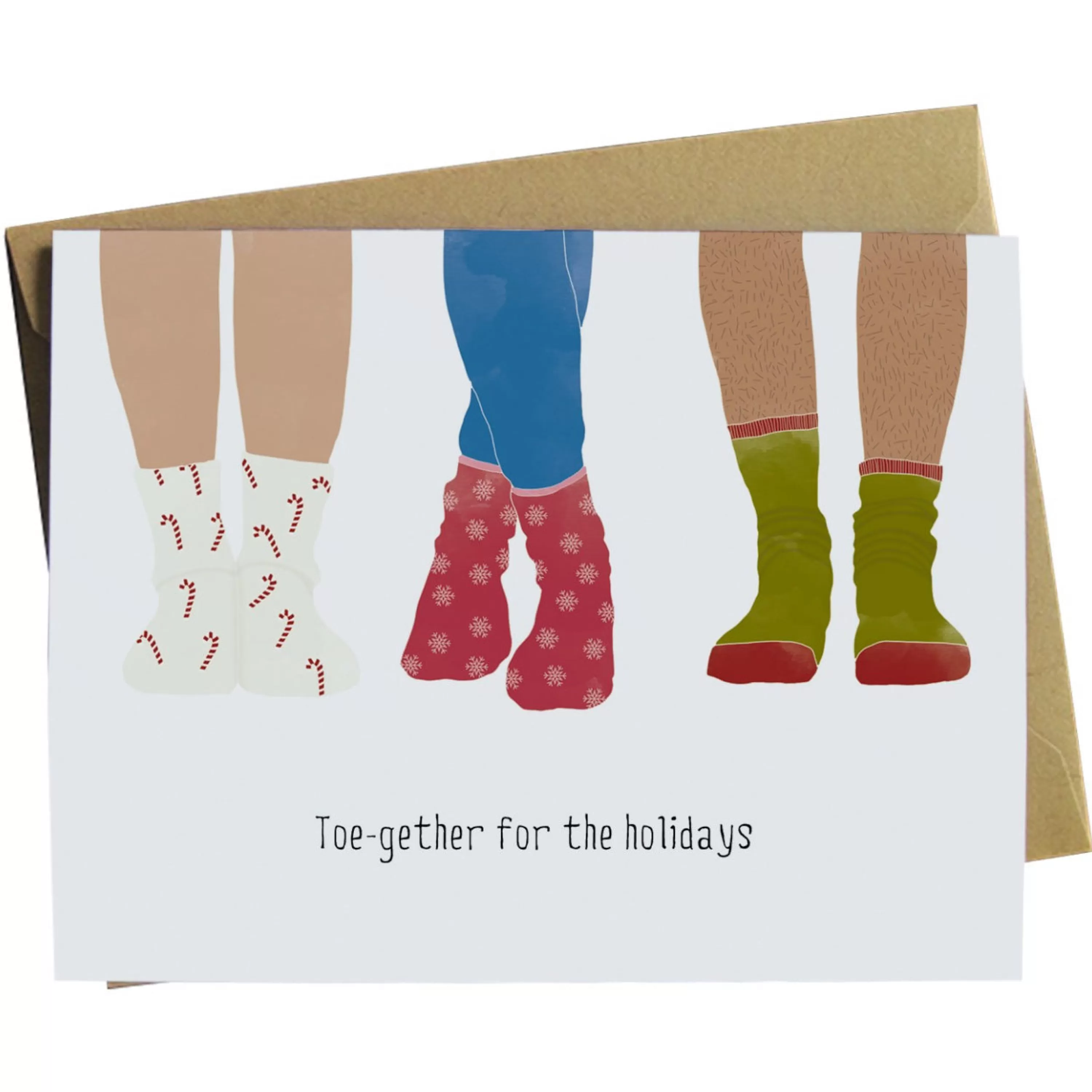 Paper Wolf Design Toe-Gether For The Holidays Socks Card