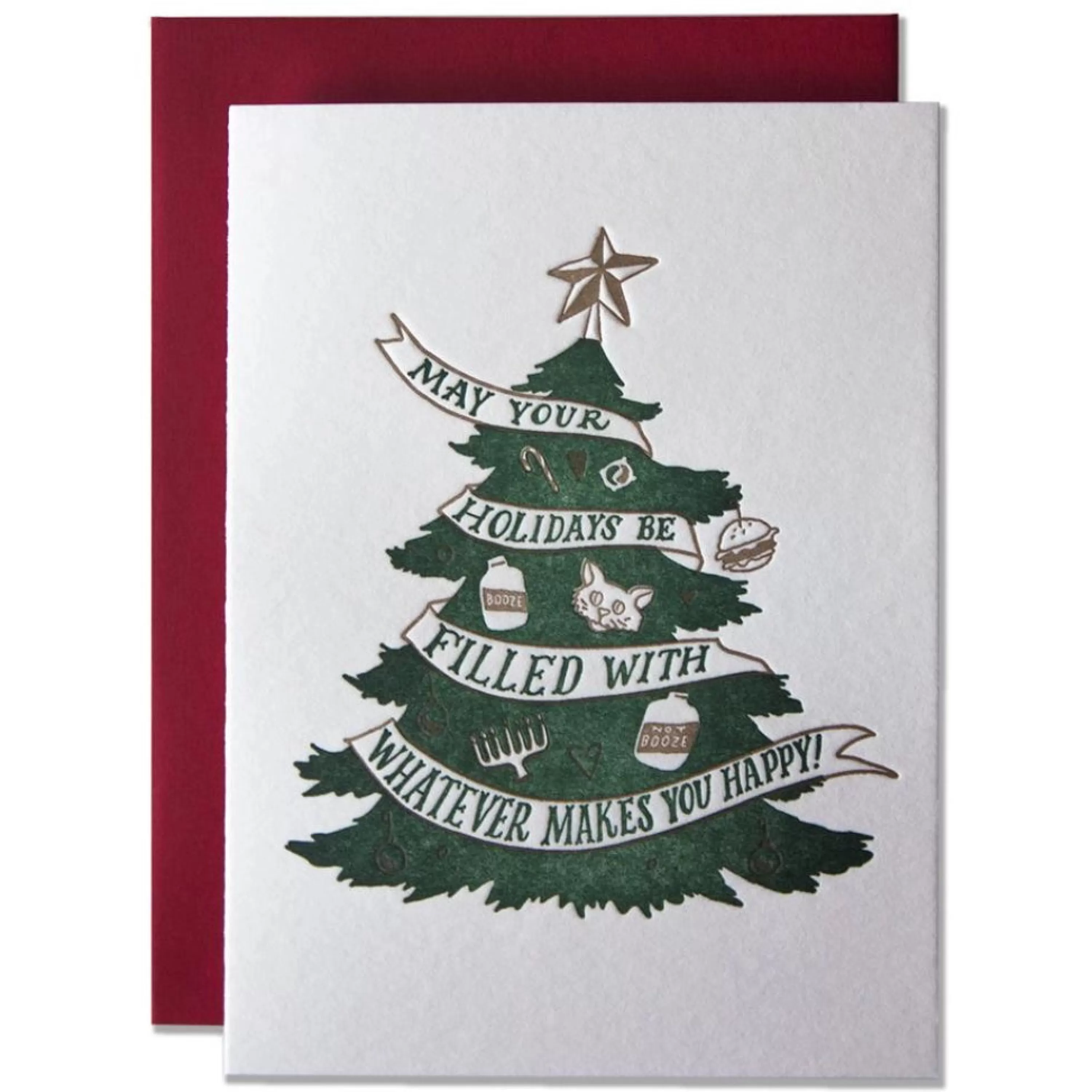 Ladyfingers Letterpress Whatever Makes You Happy Christmas Card