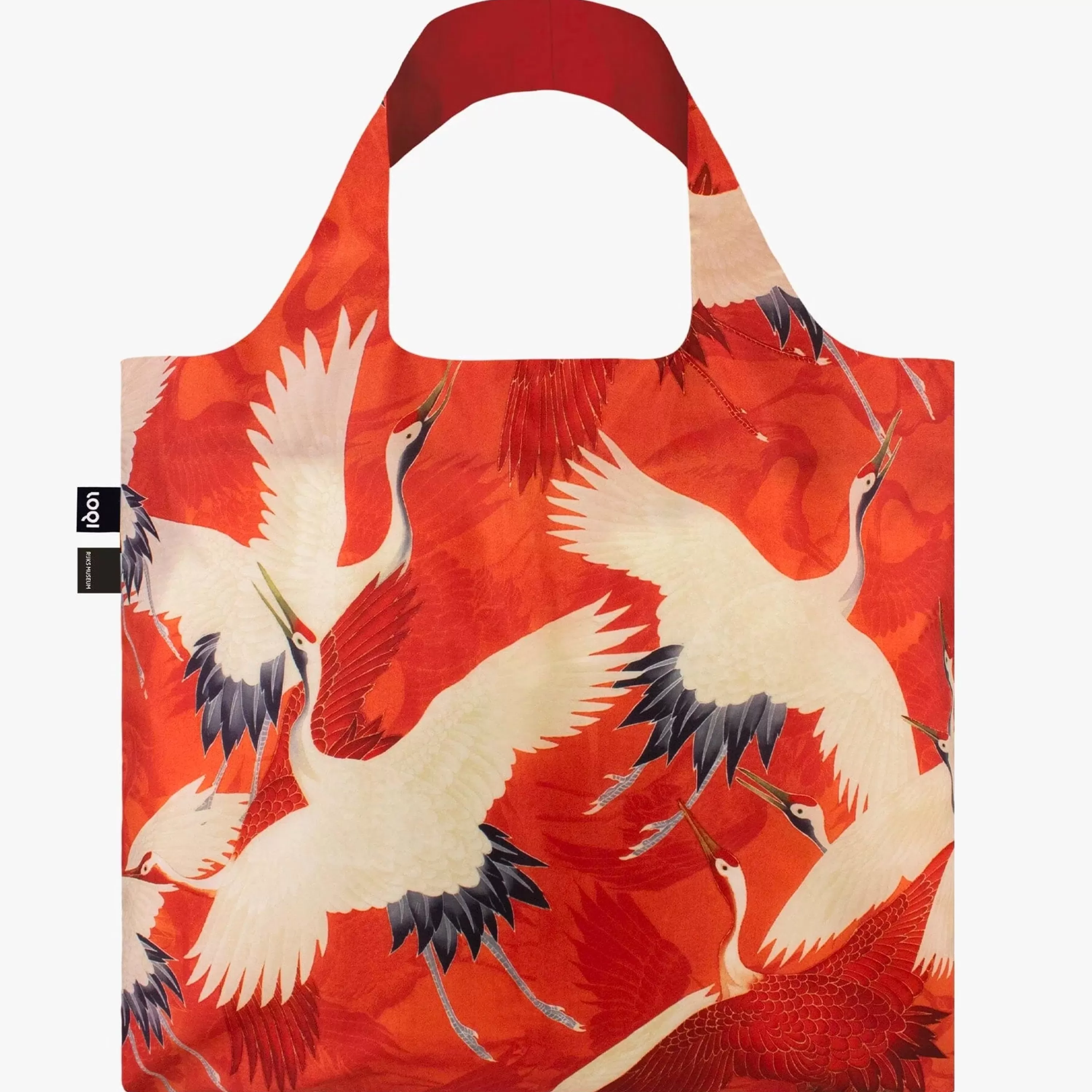 Best Sale LOQI White And Red Cranes Recycled Tote Bag