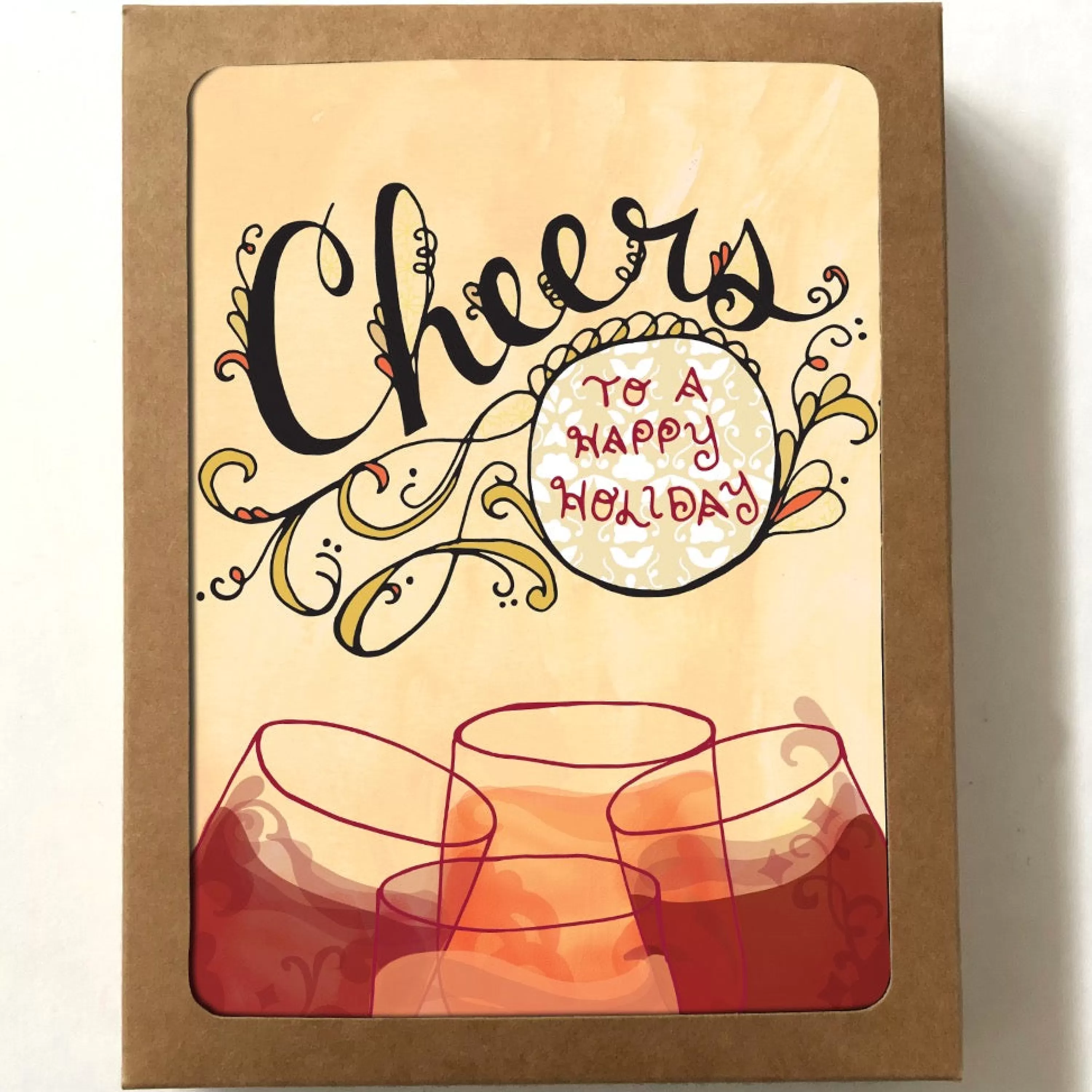 Cynla Studio Wine Cheers Happy Holiday Boxed Cards