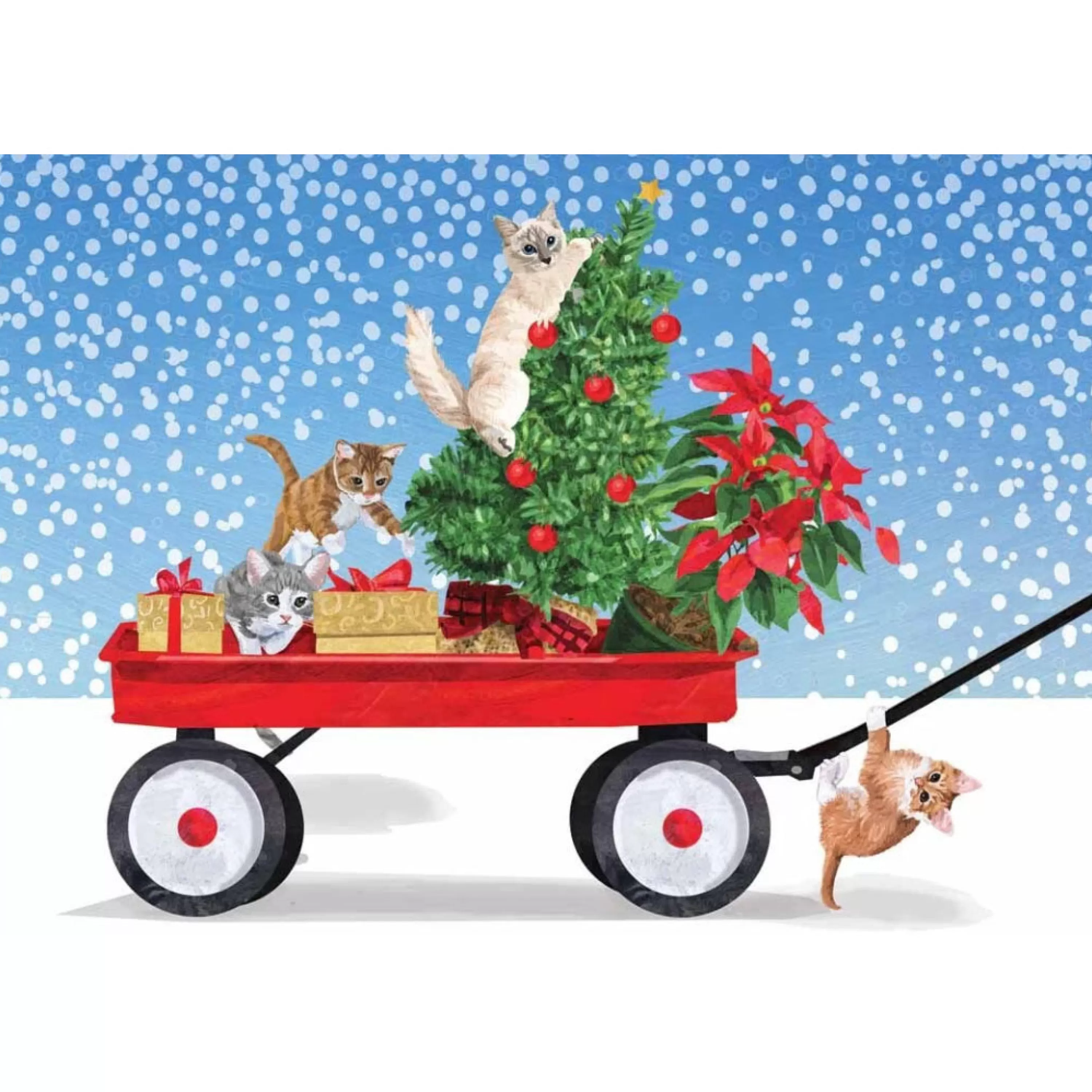 Allport Editions Winter Wagon Kittens Holiday Card