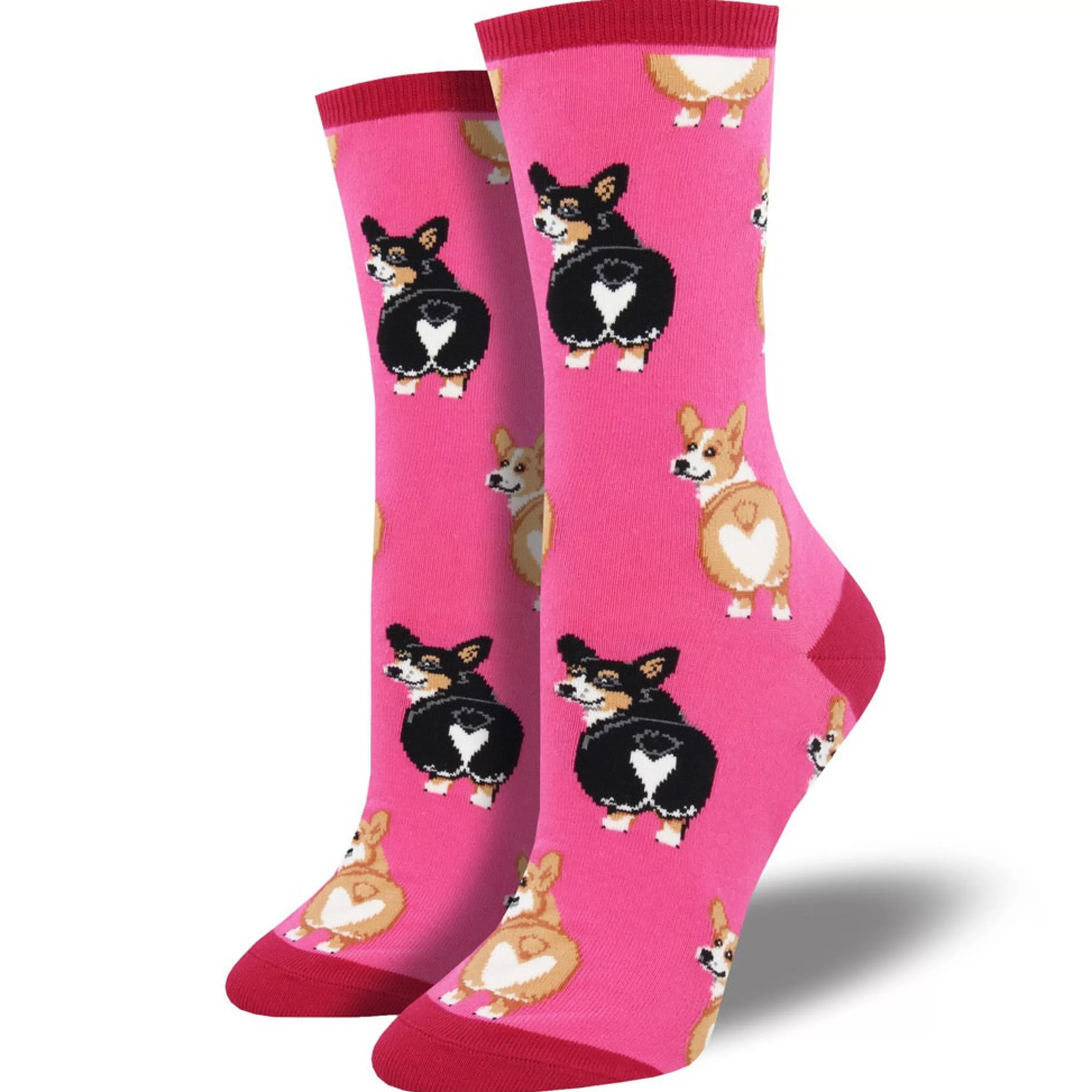 Clearance SockSmith Women's Corgi Butt Crew Socks Pink