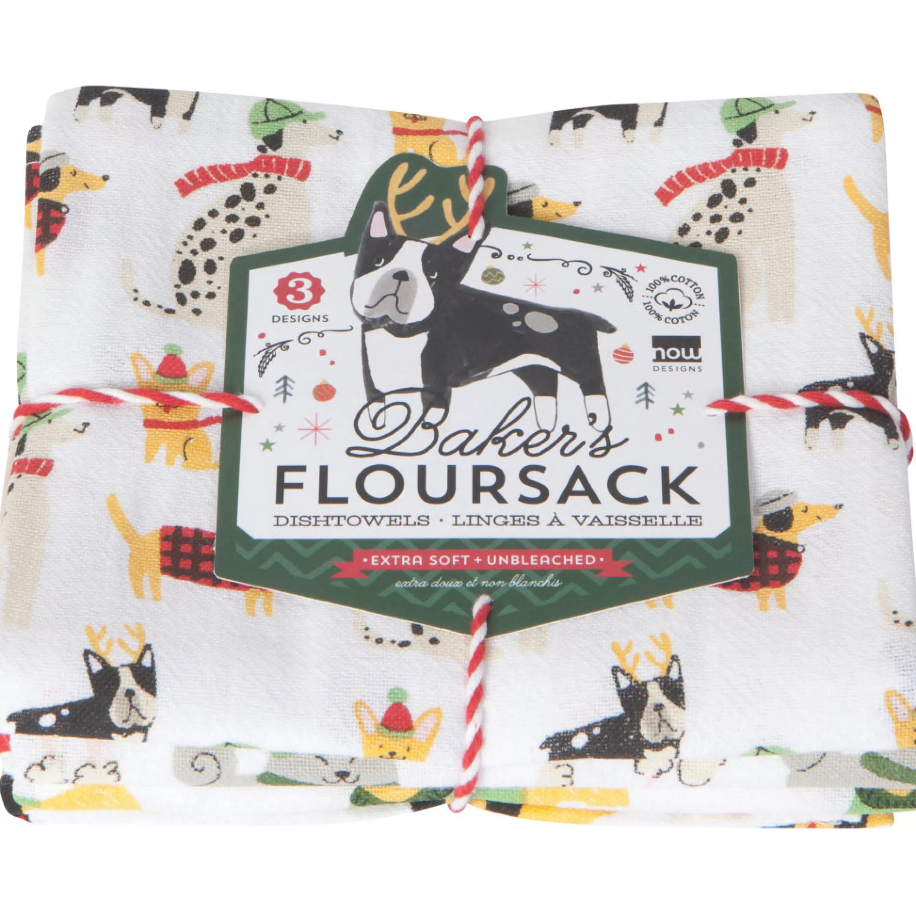 New Danica Yule Dogs Floursack Tea Towels Set Of 3